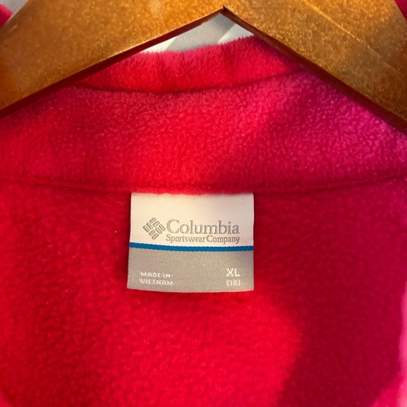 Columbia Pink Fleece Jacket Full-Length Zipper Stand-Up Collar - Picture 2 of 4